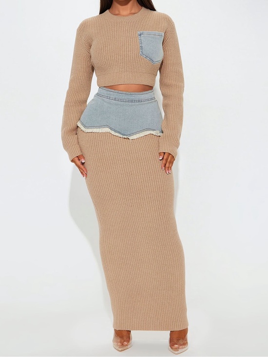 Fashion Nova Dresses & Skirts - NWOTS Fashion Nova Rhea Sweater Midi Skirt Set - Mocha Size XS